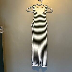 J. Crew Navy and White Striped Midi Dress